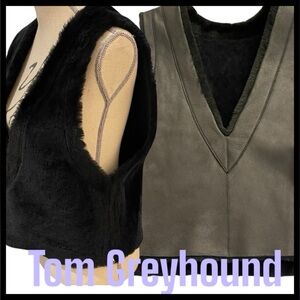Tom Greyhound (Korea) Black Reversible Faux Fur/Vegan Leather Crop Vest (S)
